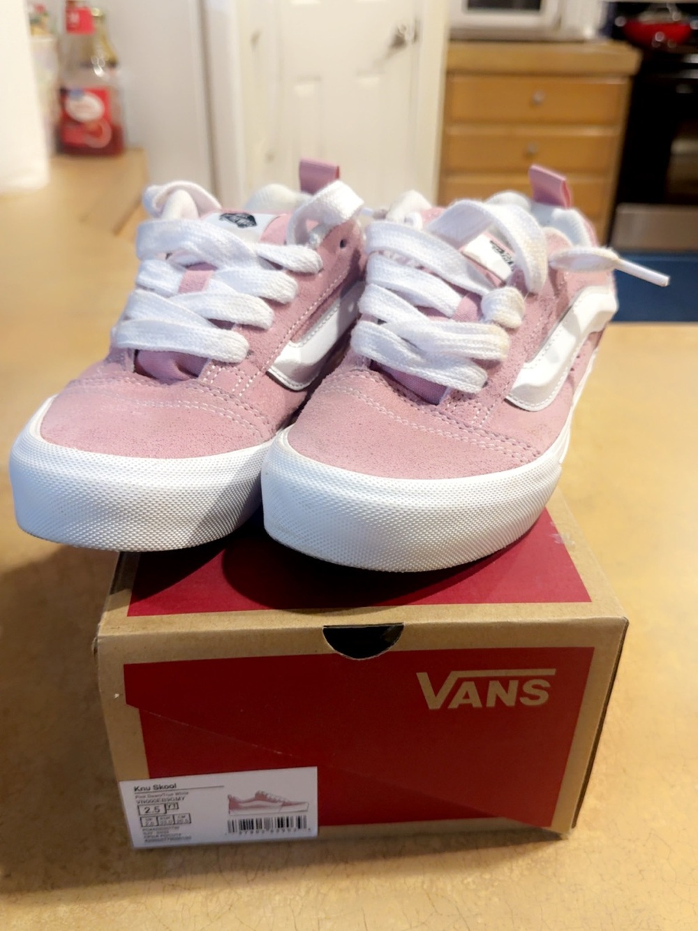 Vans Kids Old Skool Pink and White Skate Sneakers